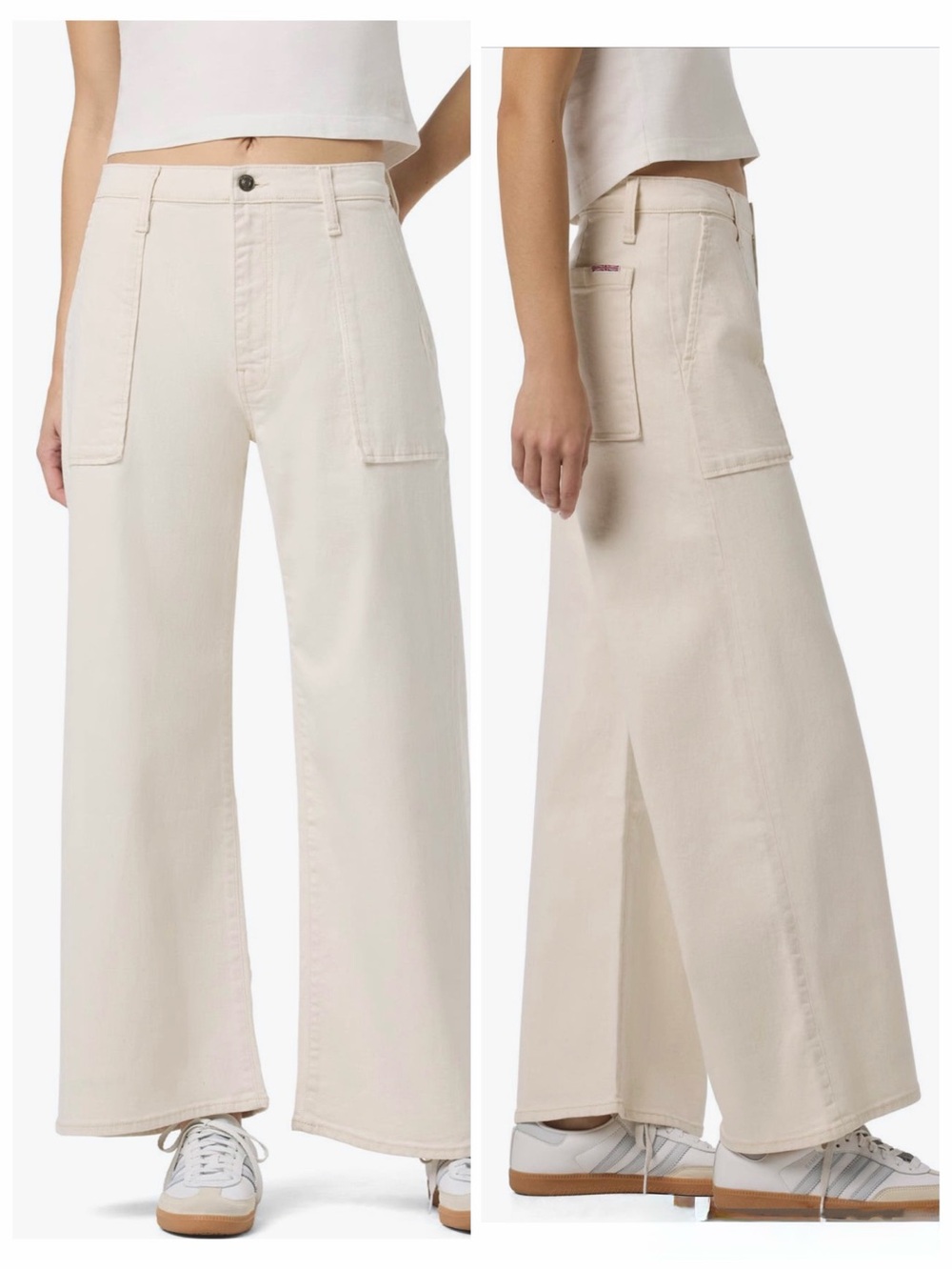 Hudson Jeans Jodie Wide Leg Utility High Rise Pants White Tan Stitching Size 27 - Picture 15 of 15